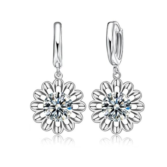 925 Sterling Silver Earrings And Necklace Set Bundle Shape Flower Minimalist - Picture 4 of 4